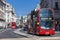 Modern London Routemaster red double decker bus in New Oxford Street