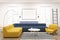 Modern lounge interior, poster, sofas