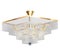 modern luminous chandelier with crystal pendants on a white background