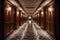 Modern luxurious hotel corridor with wood and tile.