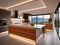 Modern luxurious kitchen with LED lightning and epic view outside