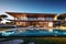 Modern luxurious villa with pool. Generative Ai