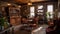 Modern luxury bar illuminates elegance inside old fashioned pub generated by AI