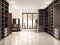 Modern luxury dressing room, wardrobe