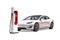 Modern Luxury Electric Car Charging at the Charger Station on a white background. Generative AI