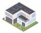 Modern Luxury Isometric Green Eco Friendly House With Solar Panel