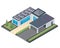 Modern Luxury Isometric Green Eco Friendly House With Solar Panel