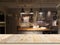 Modern luxury kitchen black golden tone with wooden tabletop