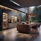 modern luxury kitchen with glass door cabinet, AI Generative