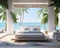 Modern luxury light bedroom in tropical style.