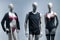 Modern and luxury shop of underwear. Full-length male and female mannequins in nderwear. Lingerie on plastic dolls in store window