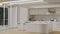 Modern luxury spacious home apartment kitchen interior design in white style with kitchen appliances