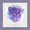 Modern magic witchcraft card with astrology Taurus zodiac sign on artistic watercolor background.  Bull head logo design