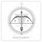 Modern magic witchcraft card with polygonal astrology Sagittarius zodiac sign. Polygonal Bow and arrow illustration