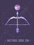 Modern magic witchcraft card with polygonal astrology Sagittarius zodiac sign. Polygonal Bow and arrow illustration