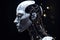 Modern Male Cyborg Robot Head Side View Advanced Artificial Intelligence Generative AI