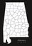 Modern Map - Alabama county map USA black and white silhouette