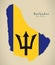 Modern Map - Barbados colored flag BB