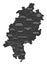 Modern Map - Hessen map of Germany with counties and labels black