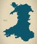 Modern Map - Wales UK country silhouette