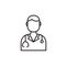 Modern medical line icon of doctor. Dentist linear symbol. Outline clinic logo for polyclinics. Obstetrics design element for site