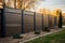 Modern metal fence for fencing the yard area