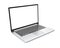 Modern metal office laptop or silver business notebook with blank screen on white background. 3d illustration.