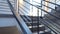 Modern metal railings and handrails in loft style. metal is treated with primer and anti-corrosion paint. Interior