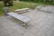 Modern metallic benches outdoors