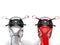 Modern metallic silver and red motorbikes - FPS view