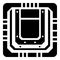 Modern microchip icon, simple black style