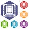 Modern microchip icons vector hexahedron