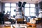 Modern microscope in workshop laboratory