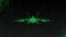 Modern military combat aircraft rotates. Footage in ultra technological style of glowing green lines flying around