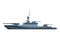 Modern Military Ship, Heavy Special Nuclear Battleship Flat Vector Illustration