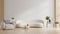 Modern minimal interior elegant armchair and sofa on white wall background