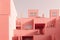 Modern minimalist architecture with pink facade. Generative AI