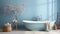 Modern Minimalist Bathroom Oasis with Luxurious Bathtub Retreat, Redefining Relaxation in a Stylishly Streamlined Setting
