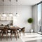 Modern minimalist furniture with seamless plain wall background