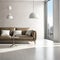 Modern minimalist furniture with seamless plain wall background