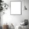 Modern Minimalist Interior Design with White Theme and Realistic Poster Frame