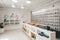 a modern and minimalist pet store, filled with sleek and stylish pet toys