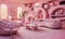 modern minimalist pink house interior, ai generative