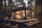 Modern Minimalist Retreat: Luxury Container House in a Serene Forest Setting - Ai Generated