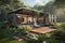 Modern Minimalist Retreat: Luxury Container House in a Serene Forest Setting - Ai Generated