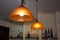 Modern minimalistic ceiling lamp, interior lighting bulbs decoration, contemporary indoors, hanging lights in a bar