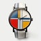 Modern Mondrian Inspired Watch With Painterly Lines And Stained Glass Effect