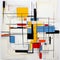 Modern Mondrian: A Small Pen Painting With Complex Lines And Classic Composition