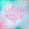 Modern mono line calligraphy lettering of Flower boutique in pink with swirls on blue pink background