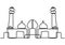 Modern Mosque hand drawn vector outline, sketch. One, continuous line drawing contour, outline with minimalist design isolated in